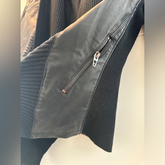 Blank NYC black leather zipper ribbed front detail jacket luxury fall casual XS - Picture 11 of 16